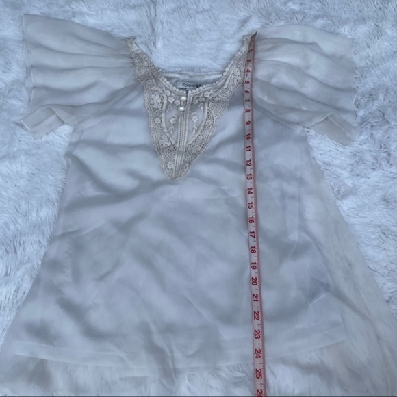 FOREVER 21 Flutter Sleeve Sheer Blouse Small - Picture 9 of 13